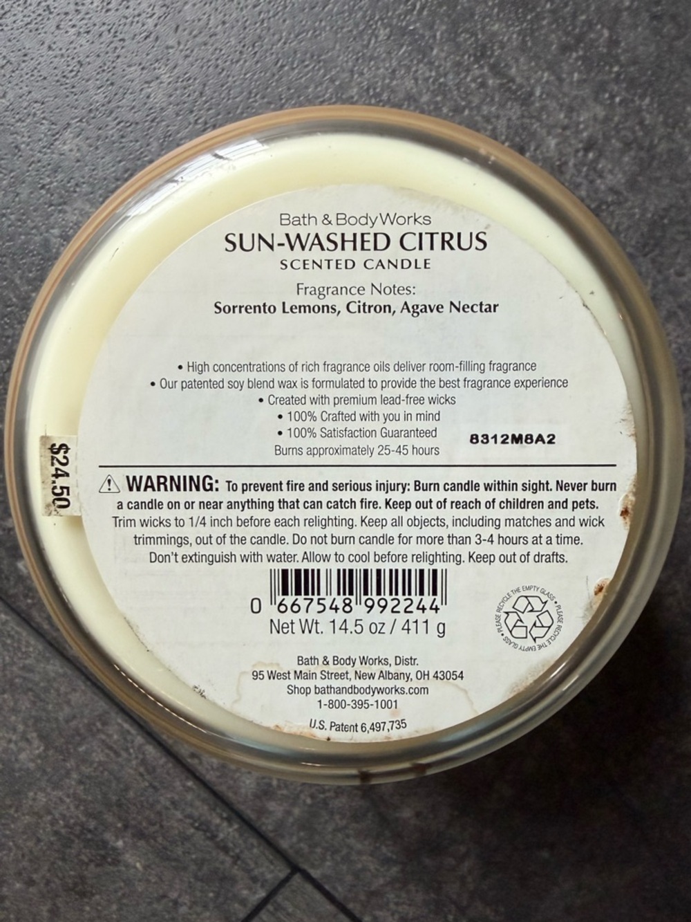 Bath & Body Works Sun-Washed Citrus 3-Wick Candle - Picture 4 of 4